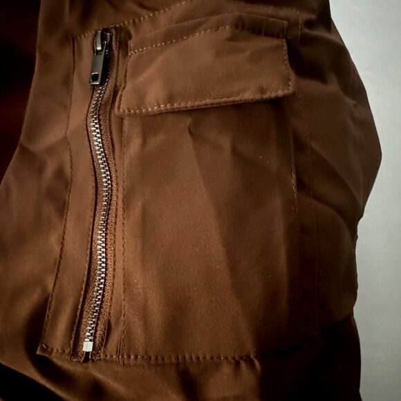 Mens X-Large TBMPOY TRR Brown Bomber Jacket Quilted Lining Zip Arm Pocket XL - Picture 4 of 9